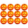 Tradineur - Pack de 12 platos llanos para Halloween - Diseño de Calabaza Iluminada - Totalmente desechable y Reciclables - Ø 23