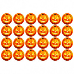 Tradineur - Pack de 24 platos llanos para Halloween - Diseño de Calabaza Iluminada - Totalmente desechable y Reciclables - Ø 17