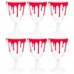 Tradineur - Pack de 6 Copas para Halloween - Diseño de Sangre - Totalmente desechable y Reciclables - Ø 16 x 7,5 cm