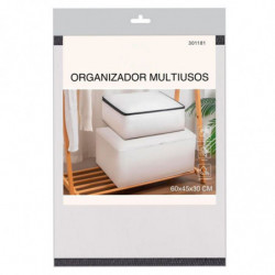 Tradineur - Organizador rectangular de peva, caja plegable con cremallera, ordenación, ropa, fácil de limpiar, antipolvo, antihu