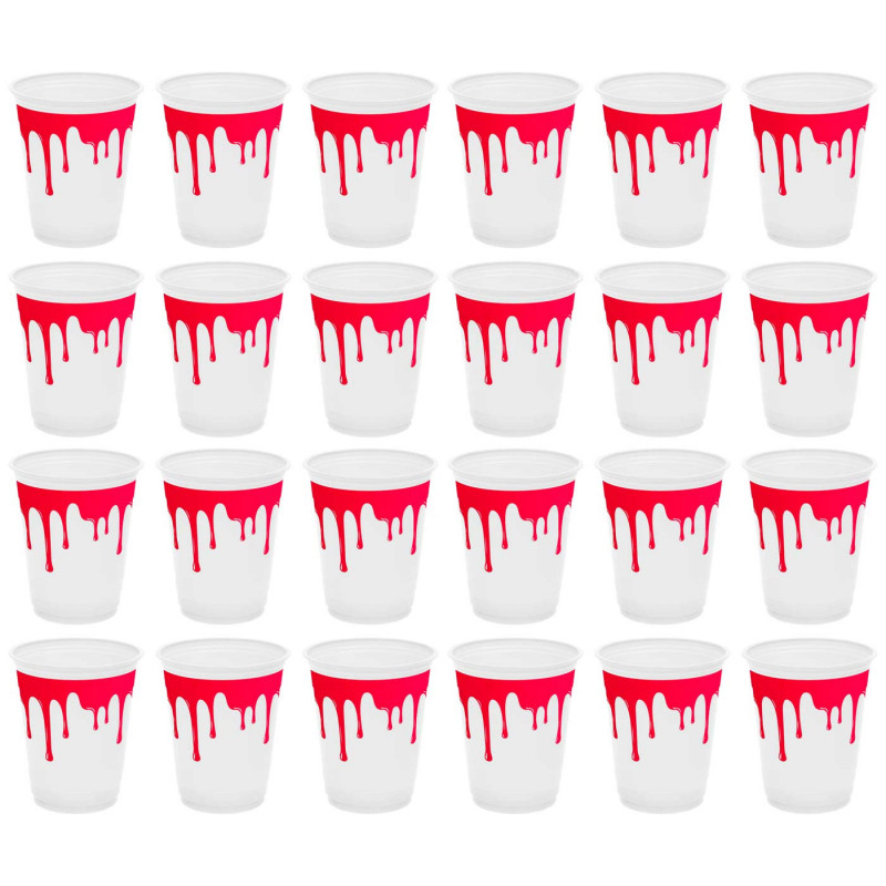 Tradineur - Pack de 24 Vasos para Halloween - Diseño de Sangre - Totalmente desechable y Reciclables - Ø 9 x 10,5 cm Tradineur - Pack de 24 Vasos para Halloween - Diseño de Sangre - Totalmente desechable y Reciclables - Ø 9 x 10,5 cm