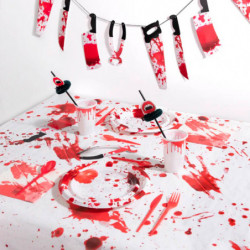 Tradineur - Pack de 24 Vasos para Halloween - Diseño de Sangre - Totalmente desechable y Reciclables - Ø 9 x 10,5 cm