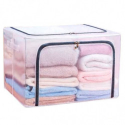 Tradineur - Organizador rectangular de nylon y estructura metálica, caja plegable con cremalleras, ordenación, ropa, fácil de li