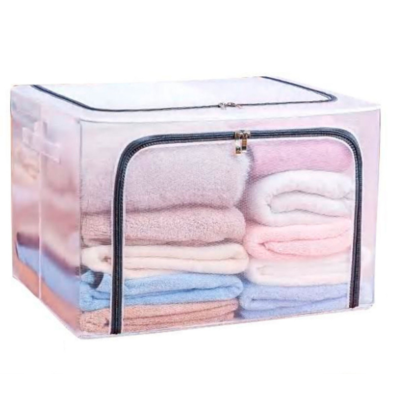 Tradineur - Organizador rectangular de nylon y estructura metálica, caja plegable con cremalleras, ordenación, ropa, fácil de li Tradineur - Organizador rectangular de nylon y estructura metálica, caja plegable con cremalleras, ordenación, ropa, fácil de li