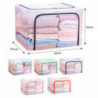 Tradineur - Organizador rectangular de nylon y estructura metálica, caja plegable con cremalleras, ordenación, ropa, fácil de li