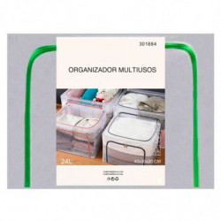 Tradineur - Organizador rectangular de nylon y estructura metálica, caja plegable con cremalleras, ordenación, ropa, fácil de li