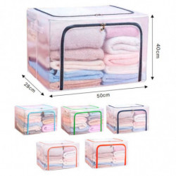 Tradineur - Organizador rectangular de nylon y estructura metálica, caja plegable con cremalleras, ordenación, ropa, fácil de li