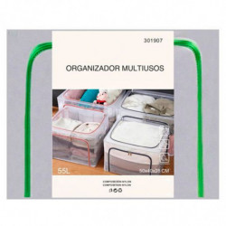 Tradineur - Organizador rectangular de nylon y estructura metálica, caja plegable con cremalleras, ordenación, ropa, fácil de li