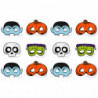 Tradineur - Pack de 12 Máscaras Truco o trato para halloween - Varios diseños: Calavera, Vampiro, Calabaza y Frankenstein - 14 x