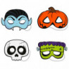 Tradineur - Pack de 12 Máscaras Truco o trato para halloween - Varios diseños: Calavera, Vampiro, Calabaza y Frankenstein - 14 x