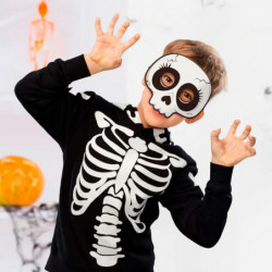 Tradineur - Pack de 12 Máscaras Truco o trato para halloween - Varios diseños: Calavera, Vampiro, Calabaza y Frankenstein - 14 x