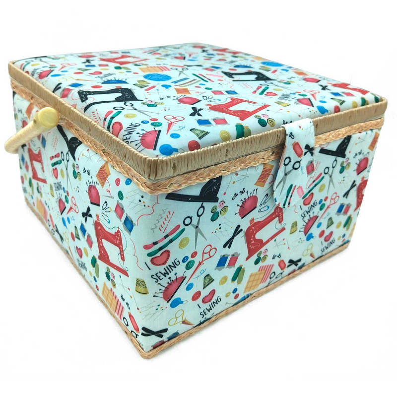 Tradineur - Caja de Costura Portátil Cuadrada - Fabricado en Madera y Poliéster - Cuenta con Bandeja de 7 Compartimentos - Ideal Tradineur - Caja de Costura Portátil Cuadrada - Fabricado en Madera y Poliéster - Cuenta con Bandeja de 7 Compartimentos - Ideal