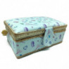 Tradineur - Caja de Costura Portátil Rectangular - Fabricado en Madera y Poliéster - Cuenta con Bandeja de 4 Compartimentos - Id