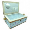 Tradineur - Caja de Costura Portátil Rectangular - Fabricado en Madera y Poliéster - Cuenta con Bandeja de 4 Compartimentos - Id