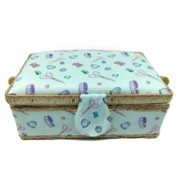 Tradineur - Caja de Costura Portátil Rectangular - Fabricado en Madera y Poliéster - Cuenta con Bandeja de 4 Compartimentos - Id