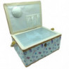 Tradineur - Caja de Costura Portátil Rectangular - Fabricado en Madera y Poliéster - Cuenta con Bandeja de 4 Compartimentos - Id