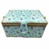 Tradineur - Caja de Costura Portátil Rectangular - Fabricado en Madera y Poliéster - Cuenta con Bandeja de 4 Compartimentos - Id