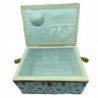 Tradineur - Caja de Costura Portátil Rectangular - Fabricado en Madera y Poliéster - Cuenta con Bandeja de 4 Compartimentos - Id