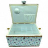 Tradineur - Caja de Costura Portátil Rectangular - Fabricado en Madera y Poliéster - Cuenta con Bandeja de 7 Compartimentos - Id