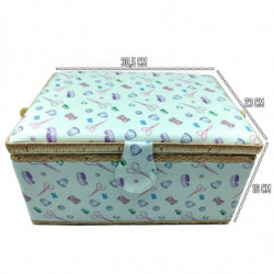 Tradineur - Caja de Costura Portátil Rectangular - Fabricado en Madera y Poliéster - Cuenta con Bandeja de 7 Compartimentos - Id