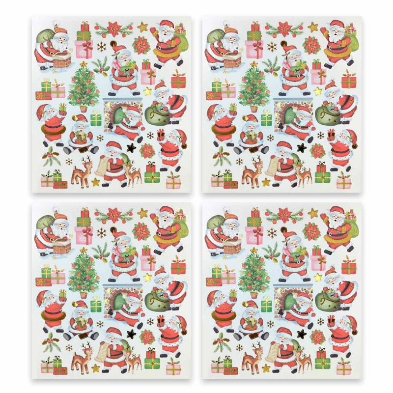 Tradineur - Pack de 4 Láminas de Pegatinas Adhesiva Navideñas - Acabado Metálico - Fabricado en Plástico - Complemento decorativ Tradineur - Pack de 4 Láminas de Pegatinas Adhesiva Navideñas - Acabado Metálico - Fabricado en Plástico - Complemento decorativ