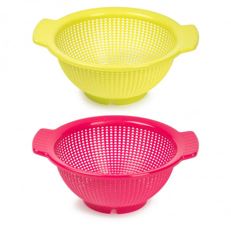 Tradineur - Pack de 2 Escurre verduras con Asas - Fabricado de Plástico - Uso prolongado y repetido - Ø 24 cm - Color Aleatorio