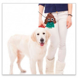 Tradineur - Dispensador de bolsa para mascotas con forma de Emoji - Fabricado en poliéster y plástico - 30 bolsas - Ideal para r