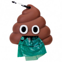 Tradineur - Dispensador de bolsa para mascotas con forma de Emoji - Fabricado en poliéster y plástico - 30 bolsas - Ideal para r