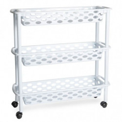 Tradineur - Carrito verdulero de plástico con 3 Niveles y Ruedas - PLFT Aire Slim - Cestas apilables portaobjetos - 61 x 58 x 18