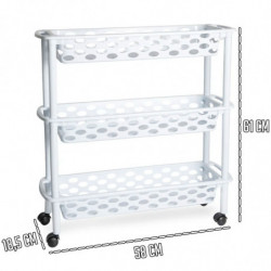 Tradineur - Carrito verdulero de plástico con 3 Niveles y Ruedas - PLFT Aire Slim - Cestas apilables portaobjetos - 61 x 58 x 18