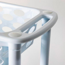 Tradineur - Carrito verdulero de plástico con 3 Niveles y Ruedas - PLFT Aire Slim - Cestas apilables portaobjetos - 61 x 58 x 18