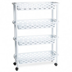 Tradineur - Carrito verdulero de plástico con 4 Niveles y Ruedas - PLFT Aire Slim - Cestas apilables portaobjetos - 84,5 x 58 x
