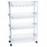 Tradineur - Carrito verdulero de plástico con 4 Niveles y Ruedas - PLFT Aire Slim - Cestas apilables portaobjetos - 84,5 x 58 x