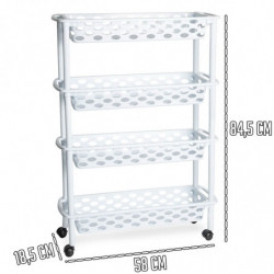 Tradineur - Carrito verdulero de plástico con 4 Niveles y Ruedas - PLFT Aire Slim - Cestas apilables portaobjetos - 84,5 x 58 x