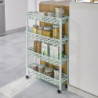 Tradineur - Carrito verdulero de plástico con 4 Niveles y Ruedas - PLFT Aire Slim - Cestas apilables portaobjetos - 84,5 x 58 x