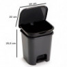 Tradineur - Cubo de basura con pedal, plástico, papelera, oficina, cocina, baño, fabricado en España (Negro - 7,5 litros - 25,5