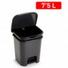 Tradineur - Cubo de basura con pedal, plástico, papelera, oficina, cocina, baño, fabricado en España (Negro - 7,5 litros - 25,5