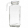 Tradineur - Jarra de vidrio para servir agua, bebidas frías, limonada, frigorífico, nevera, cocina (Tapa blanca - 1800 ml - 25,5