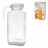Tradineur - Jarra de vidrio para servir agua, bebidas frías, limonada, frigorífico, nevera, cocina (Tapa blanca - 1800 ml - 25,5