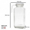 Tradineur - Jarra de vidrio para servir agua, bebidas frías, limonada, frigorífico, nevera, cocina (Tapa blanca - 1800 ml - 25,5