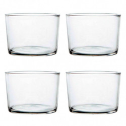 Tradineur - Set de 4 vasos de cristal, modelo Chiquito, servir licores, whisky, vino, diseño minimalista, aptos para lavavajilla