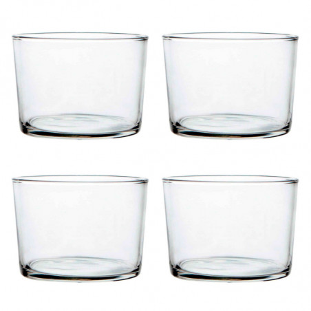 Tradineur - Set de 4 vasos de cristal, modelo Chiquito, servir licores, whisky, vino, diseño minimalista, aptos para lavavajilla