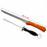 Tradineur - Set de cuchillo jamonero y afilador, acero inoxidable, hoja de 24 cm, mango ergonómico, cortado de jamón, corte prec