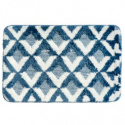 Tradineur - Alfombra de baño, diseño de rombos, poliéster, alfombrilla antideslizante, recortable, muy suave, fácil de limpiar,
