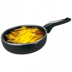 Tradineur - Sartén de inducción antiadherente con Cestillo Freidor - Fabricado en Aluminio - Incluye mango de silicona - Apto pa