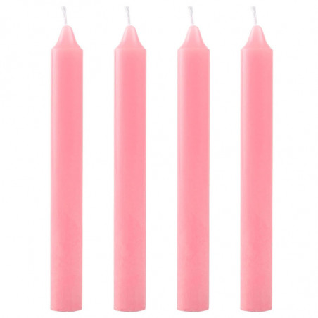 Tradineur - Pack de 4 velas alargadas, cirios de mesa cilíndricos, parafina y mecha de algodón, sin perfume, rituales y ceremoni