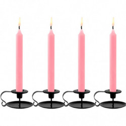 Tradineur - Pack de 4 velas alargadas, cirios de mesa cilíndricos, parafina y mecha de algodón, sin perfume, rituales y ceremoni