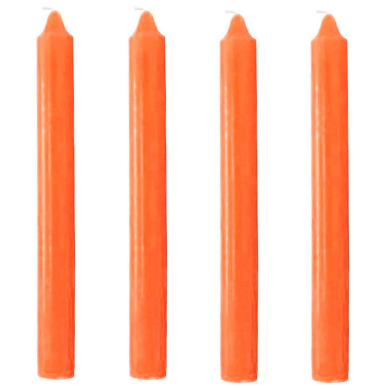 Tradineur - Pack de 4 velas alargadas, cirios de mesa cilíndricos, parafina y mecha de algodón, sin perfume, rituales y ceremoni
