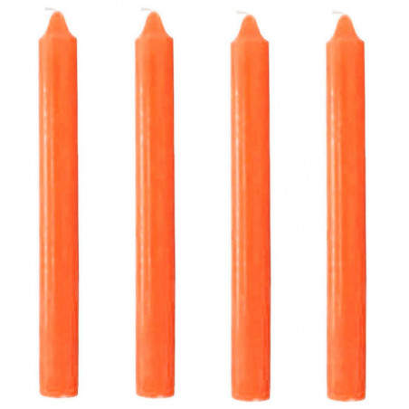 Tradineur - Pack de 4 velas alargadas, cirios de mesa cilíndricos, parafina y mecha de algodón, sin perfume, rituales y ceremoni