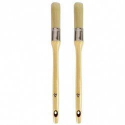 Tradineur - Pack de 2 brochas redondas para pintar, Nº 4, mango de madera y cerdas de fibra suave, uso universal, esmaltar, barn